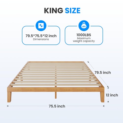 King size wood bed frame - wood, 12